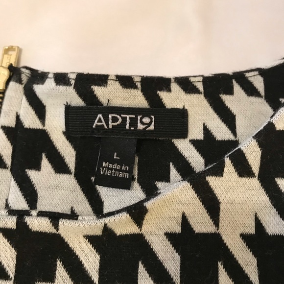 Apt 9 Black/White Patterned Knit Shift Dress Sz L - Picture 5 of 8